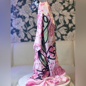 Ed Hardy Pink Scarf with Black Tattoo-Inspired Print